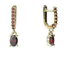 BG náušnice přírodní broušený granát   710: Stříbro 925 - pozlacené Granát