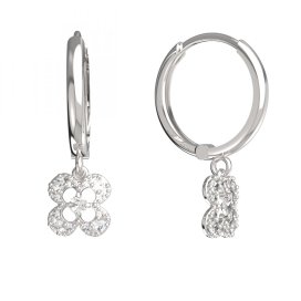 BeKid dětské náušnice čtyřlístek 830 Bílé zlato - 585 Diamant