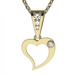 BG zlatý diamantový přívěšek srdíčko 1269 Žluté zlato - 585 Diamant lab-grown