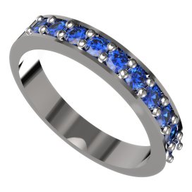 BG zlatý prstýnek - půlkruh 839 Bílé zlato - 585 Tmavě modrý kubický zirkon