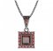 BG pendant square 099-1 - Metal: Silver 925 - rhodium, Stone: Garnet
