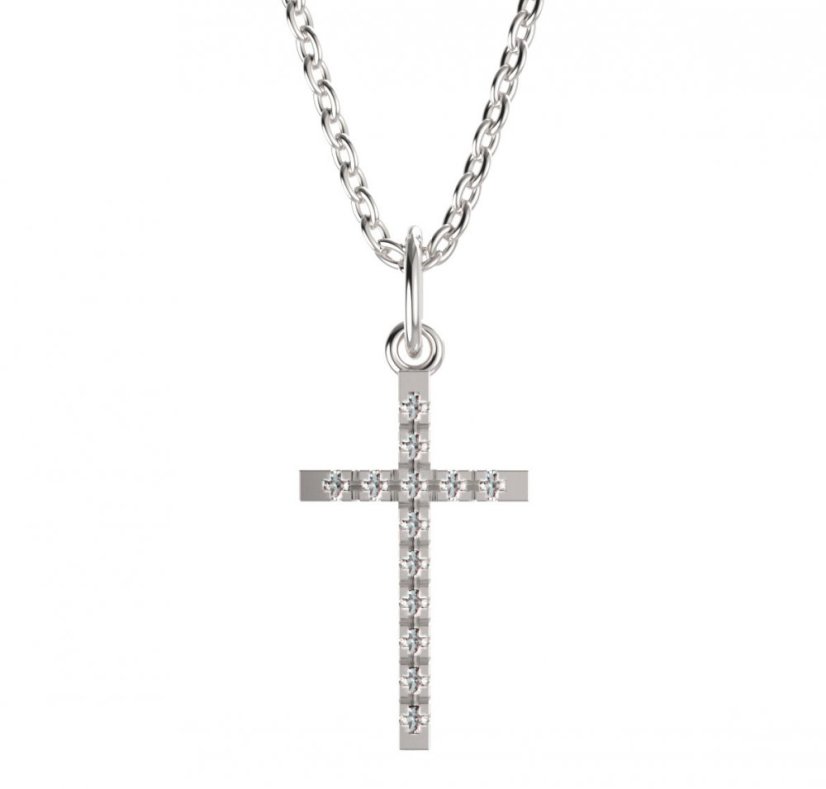 BeKid dětský přívěšek křížek 1165 Bílé zlato - 585 Diamant