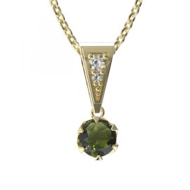 BG vltavín přívěšek 872 Žluté zlato - 585 Vltavín a diamant