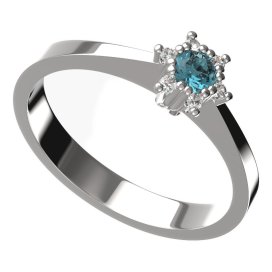 BG zlatý prstýnek 765 Bílé zlato - 585 Světle modrý kubický zirkon