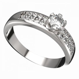 BG zlatý prstýnek 870F Bílé zlato - 585 Bílý kubický zirkon