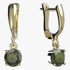 BG vltavínové náušnice 727 Žluté zlato - 585 Vltavín