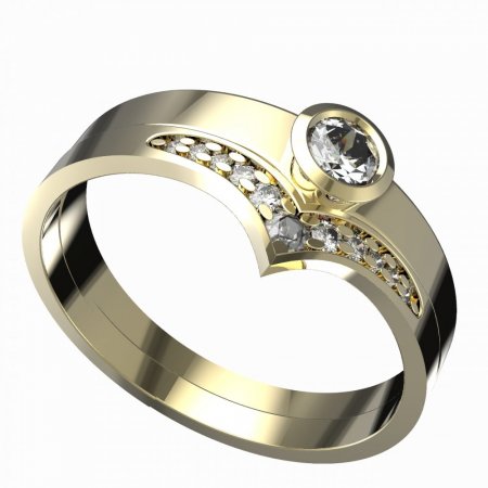 BG zlatý zásnubní prsten 946/551 - Kov: Žluté zlato 585, Kámen: Bílý kubický zirkon