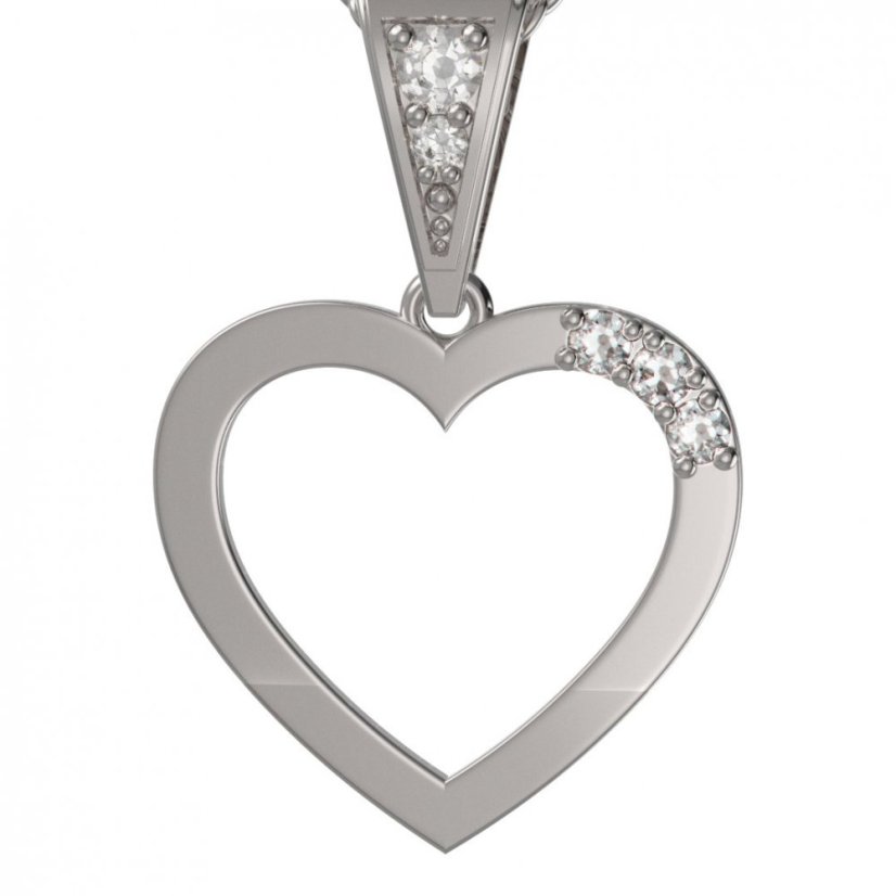 BG zlatý diamantový přívěšek srdíčko 1262 Bílé zlato - 585 Diamant lab-grown