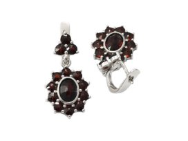 BG náušnice český přírodní granát  037 Bílé zlato - 585 Granát