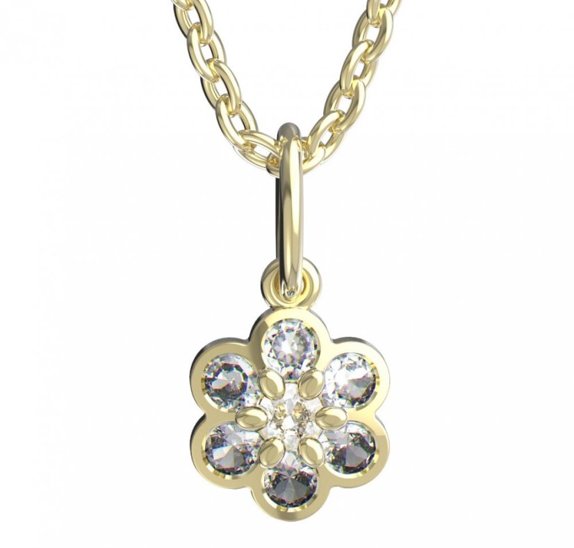 BeKid dětský přívěšek šestilístek 866 Žluté zlato - 585 Diamant