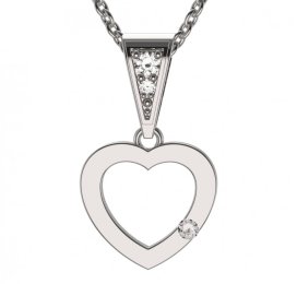 BG zlatý diamantový přívěšek srdíčko 1554 Bílé zlato - 585 Diamant lab-grown