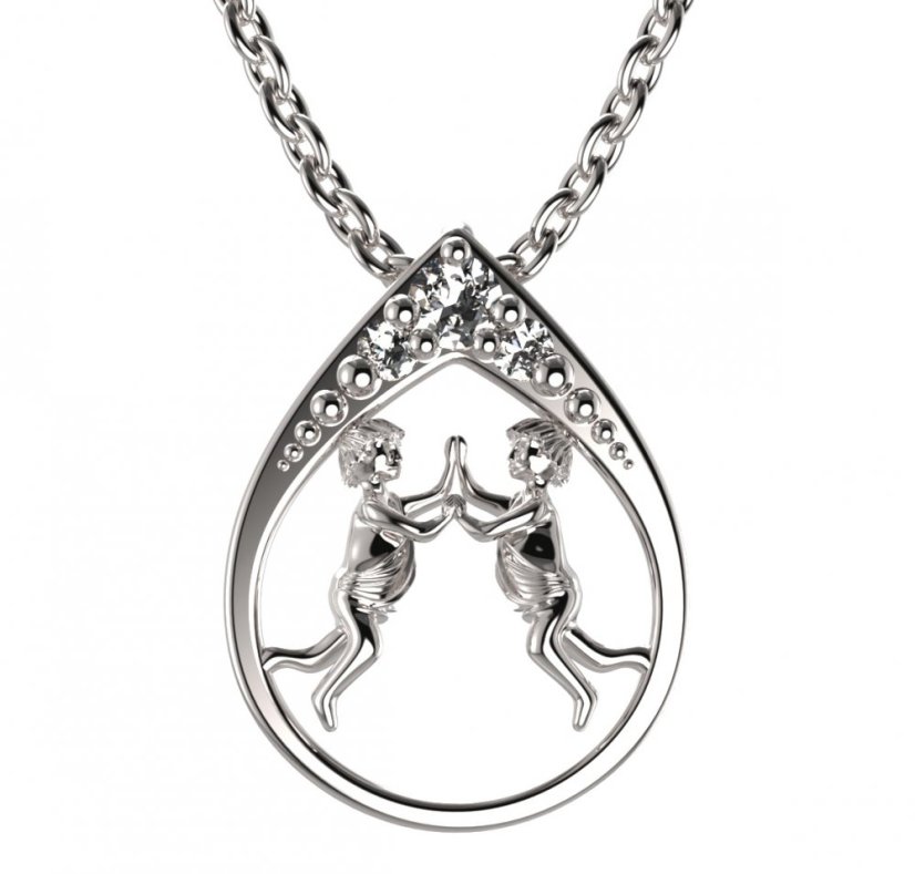 BG zlatý přívěšek Blíženci 047 Bílé zlato - 585 Diamant