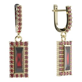 BG čtvercové náušnice 837-84 Stříbro 925 - pozlacené Granát