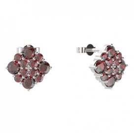 BG  náušnice 317 Stříbro 925 - rhodium Granát