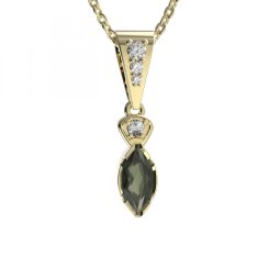 BG přívěs vsazen vltavín  915 Žluté zlato - 585 Vltavín a diamant