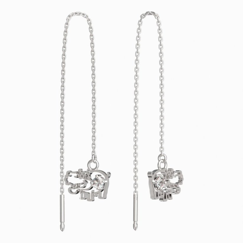 BeKid dětské náušnice hrošík 1188 Bílé zlato - 585 Diamant