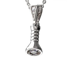 BG zlatý diamantový přívěšek - Baterka 799 Bílé zlato - 585 Diamant lab-grown