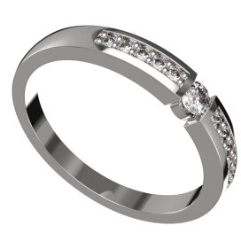 BG zlatý prstýnek 1454 /zásnubní-snubní/ Bílé zlato - 585 Diamant