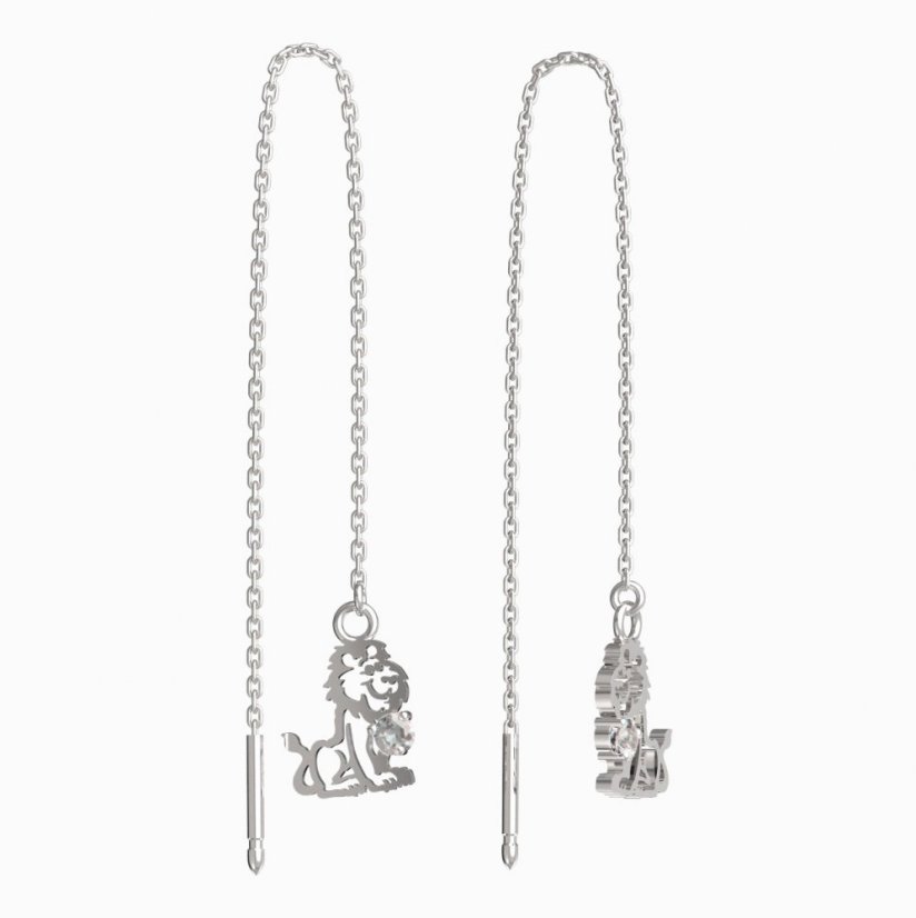 BeKid dětské náušnice lev 1191 Bílé zlato - 585 Diamant
