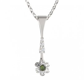 BG přívěs ve tvaru květu 518-B Stříbro 925 - rhodium Vltavín a  kubický zirkon