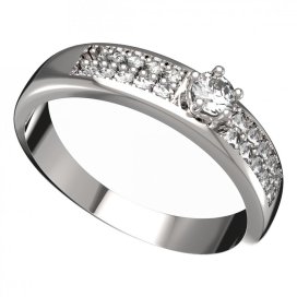 BG zlatý prstýnek 873 F Bílé zlato - 585 Diamant
