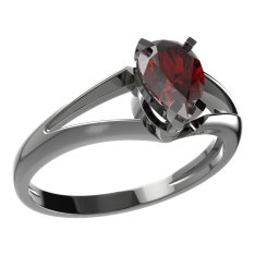 BG prsten kapkovitý kámen 495-V Stříbro 925 - ruthenium (30-90dní) Granát