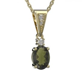 BG přívěs vsazen vltavín  622 Žluté zlato - 585 Vltavín a diamant
