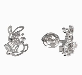 BeKid dětské náušnice zajíček 1186 Bílé zlato - 585 Diamant