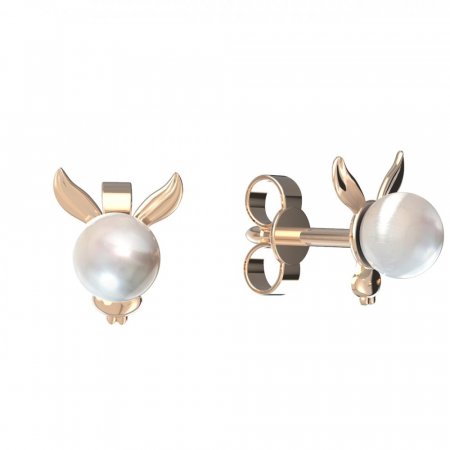 BeKid children's earrings with pearl 1396 - Einschalten: Puzeta, Metall: Gelbgold 585, Stein: weiße Perle