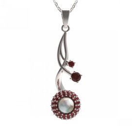 BG přívěs s přírodní perlou 540-P Bílé zlato - 585 Granát a perla