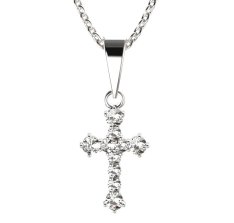 BG zlatý přívěšek křížek 256 Bílé zlato - 585 Diamant