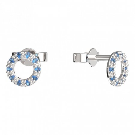 BeKid, Gold kids earrings -836 - Switching on: Puzeta, Metal: White gold 585, Stone: Dark blue cubic zircon