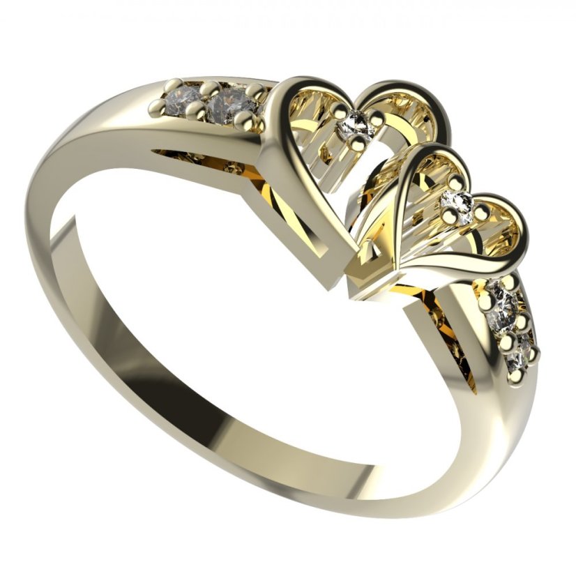 BG zlatý diamantový prstýnek 968 Žluté zlato - 585 Diamant lab-grown
