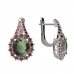 BG earring oval 977 - Metal: Silver 925 - rhodium, Stone: Moldavit and garnet