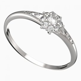 BG zlatý prstýnek 886 K Bílé zlato - 585 Diamant