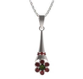BG přívěs ve tvaru květu 518-C Stříbro 925 - rhodium Vltavín a granát