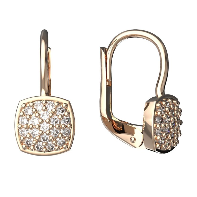 BG zlaté diamantové náušnice 1581 Růžové zlato 585 (30-90dní) Diamant lab-grown