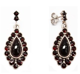 BG náušnice s přírodním granátem z Čech 532 Bílé zlato - 585 Granát