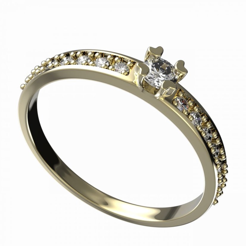 BG zlatý diamantový prstýnek 883 E Žluté zlato - 585 Diamant lab-grown