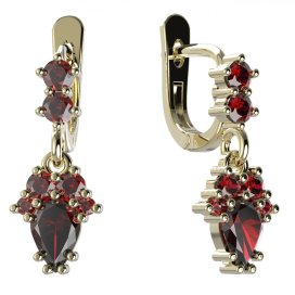 BG náušnice  258-27 Žluté zlato - 585 Granát