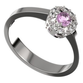 BG zlatý prstýnek 764 Bílé zlato - 585 Růžový kubický zirkon
