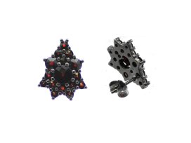 Stříbrné náušnice s přírodním granátem, ruthenium, puzety – 206