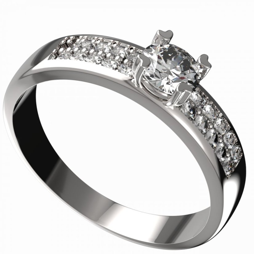 BG zlatý diamantový prstýnek 885 F Bílé zlato - 585 Diamant lab-grown