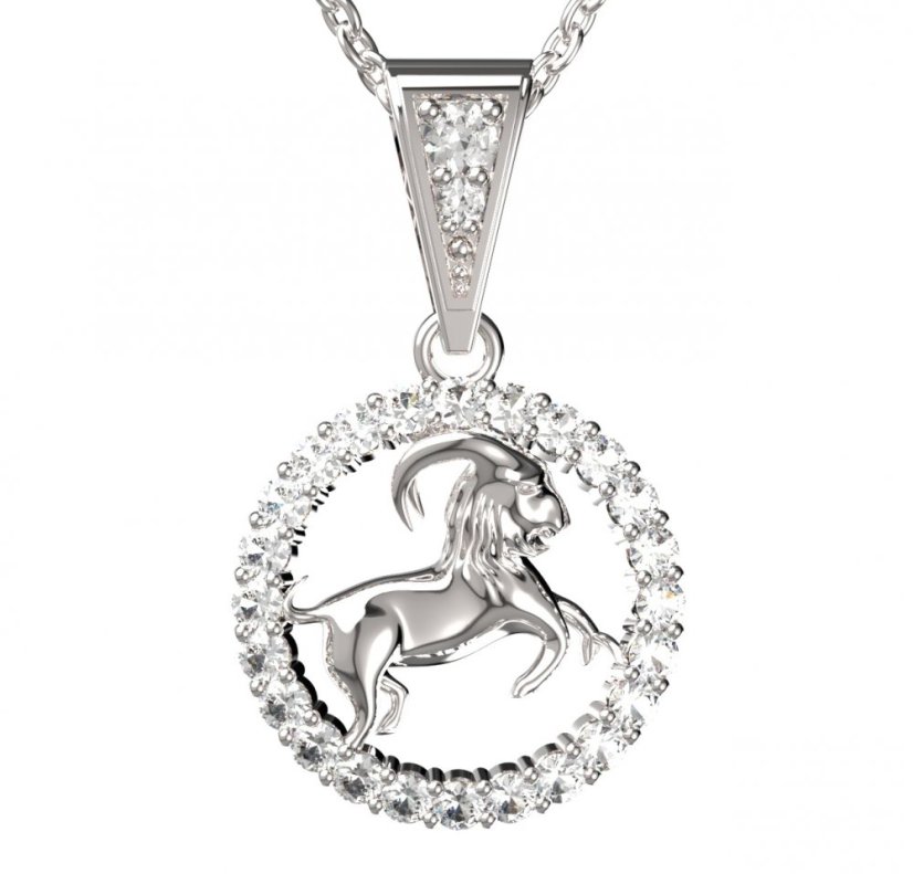 BG zlatý přívěšek Kozoroh 052 Bílé zlato - 585 Diamant