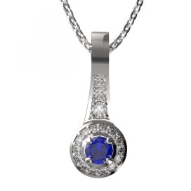 BG zlatý přívěšek  651 Bílé zlato - 585 Tmavě modrý kubický zirkon