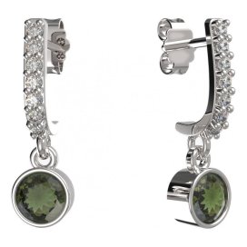 BG zlaté vltavínové náušnice 723 Bílé zlato - 585 Vltavín a diamant