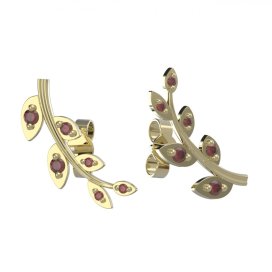 BG granátové náušnice větvička 1405 Stříbro 925 - pozlacené