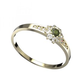 BG vltavínový prsten 886J Žluté zlato - 585 Vltavín a diamant