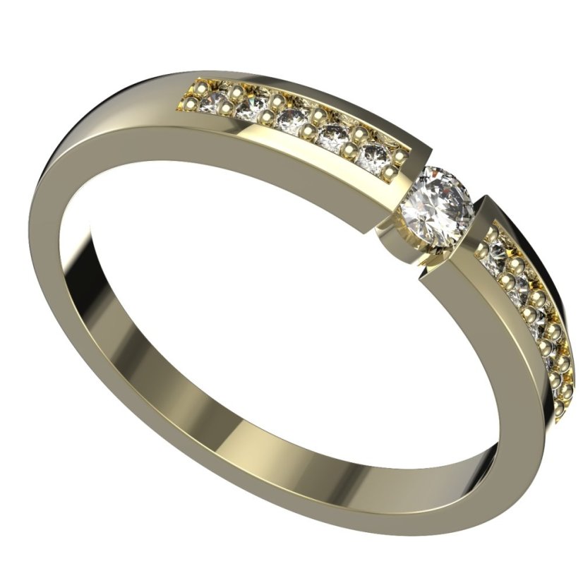 BG zlatý diamantový prstýnek 1454 /zásnubní-snubní/ Žluté zlato - 585 Diamant lab-grown