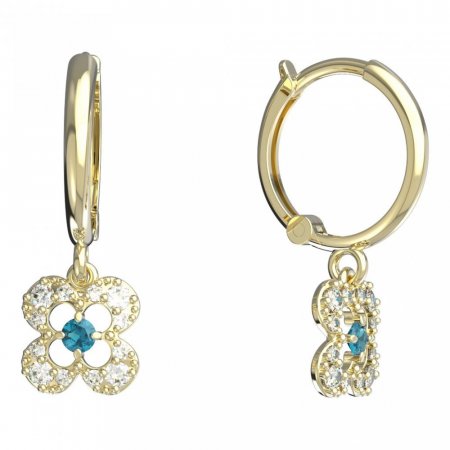 BeKid, Gold kids earrings -830 - Switching on: Circles 12 mm, Metal: Yellow gold 585, Stone: Light blue cubic zircon